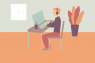 Freelance character working at home