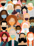Illustration of multiracial masked people being aware